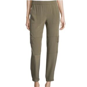 Theory 100% Silk Olive Green Cargo Pants